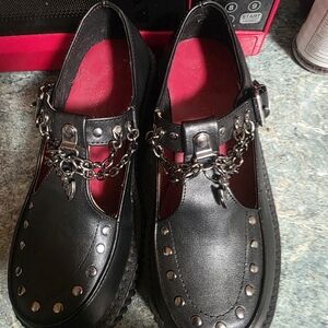 Black Studded Chain Loafers